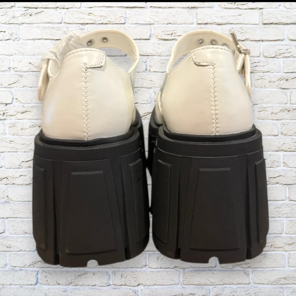 New Current Mood White and Black Mary Jane Platforms by Dolls Kill Size 10